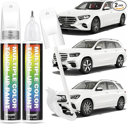 [2-PACK] Compatible with Mercedes-Benz Touch Up Paint[Polar White(149/9149)]-Exact OEM Match Equivalent,Fast Drying Mula,Eco Friendly Scratch Repair Kit Deep Scratches