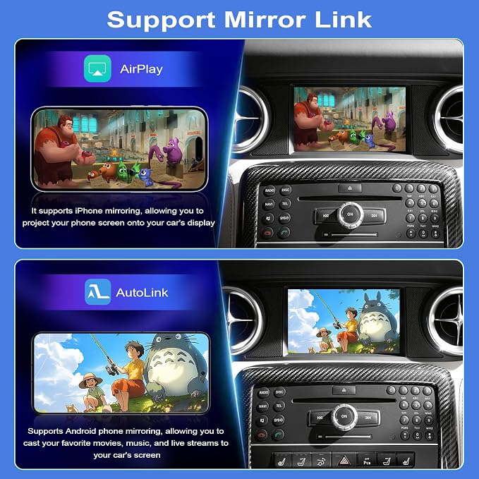 Gen3 NTG4.0 Wireless Carplay Android Auto Adapter for Mercedes Benz C E CL CLS S SL Class W204 W211 W219 C216 R230 W221 Support YouTube, Mirrorlink, Reverse Camera (Add HDMI)