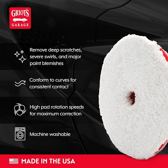 Griot's Garage BOSS 5.5” Microfiber Pads for Car Polishing and Detailing, Buffing Pads for Moderate and Severe Scratch Removal, Set of 2