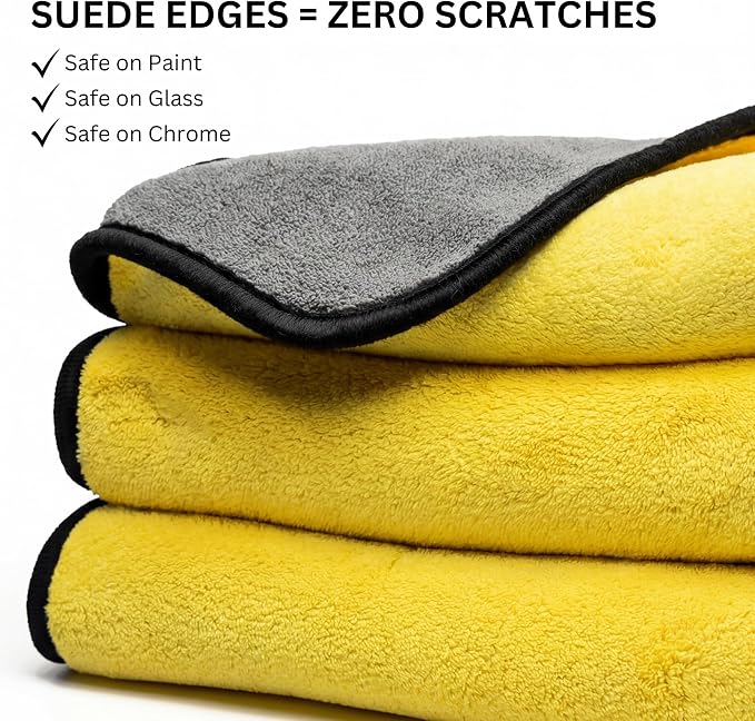 The Pro Stuff® Car Detailing Microfiber Towels - 600 GSM Thick Plush Auto Towels | Super Soft Dual-Sided for Cleaning, Washing, Buffing | Tagless, Scratch-Free, Lint Free Cloth (16"x16") (3)