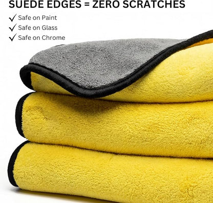 The Pro Stuff® Car Detailing Microfiber Towels - 600 GSM Thick Plush Auto Towels | Super Soft Dual-Sided for Cleaning, Washing, Buffing | Tagless, Scratch-Free, Lint Free Cloth (16"x16") (3)