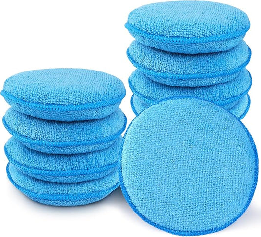 Microfiber Wax Applicator Pads, 5 Inch Round Foam Buffing & Detailing Polishing Pads, Reusable Car Wax Applicator for Car Cleaning, Waxing & Fine Polishing, 12 Pack