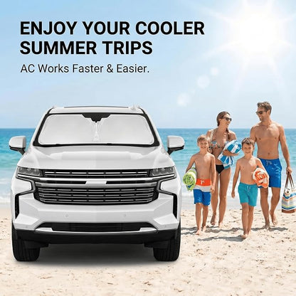Windshield Sun Shade for Chevy/Chevrolet Suburban 2021-2024 2025 2026 Sunshade Front Window Shade Custom Fit Suburban Accessories Sun Visor Foldable Shade Blocks UV Rays Accessories