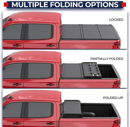 MOSTPLUS Tri-Fold Hard Truck Bed Tonneau Cover On Top Compatible for 2015 2016 2017 2018 2019 2020 2021 2022 2023 2024 2025 Chevy Colorado GMC Canyon Solid (5.2 FT Feet Bed)