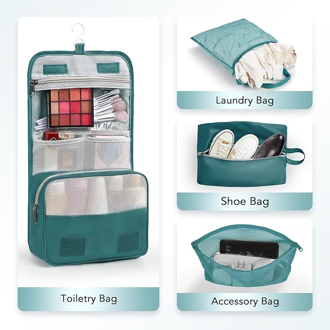OlarHike 10-Pack Compression Packing Cubes for Travel Essentials,Compressible Expandable Packing Cubes for Suitcase,Luggage Garment Bags for Travel,Handy Helper for Organizing Clothes(Dark Blue Green)