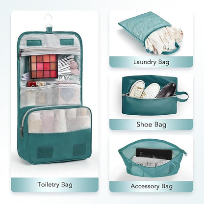 OlarHike 10-Pack Compression Packing Cubes for Travel Essentials,Compressible Expandable Packing Cubes for Suitcase,Luggage Garment Bags for Travel,Handy Helper for Organizing Clothes(Dark Blue Green)