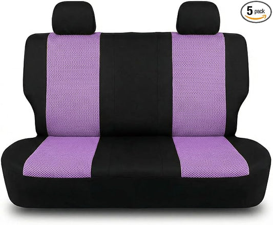 FH Group Automotive Rear Car Seat Covers for SUV, Trucks, Sedan and More - Universal Fit Rear Solid Bench Design Interior Accessories - 3D Mesh Fabric Center Panel - Purple