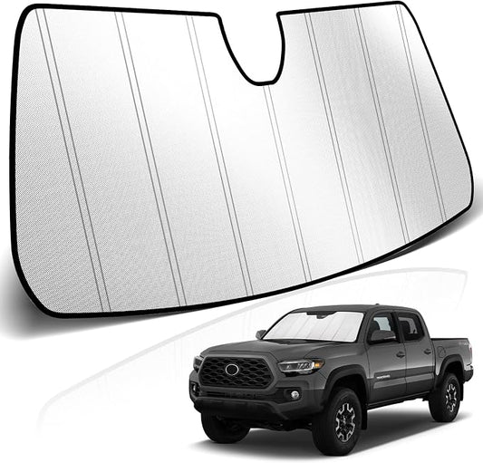 KUST Windshield Sun Shade for Toyota Tacoma 2018-2022 2023 Foldable Thicken Window Sunshade UV Protection Keep Cool Sunshield Easy Install Sun Visor Accessories Aluminum Film