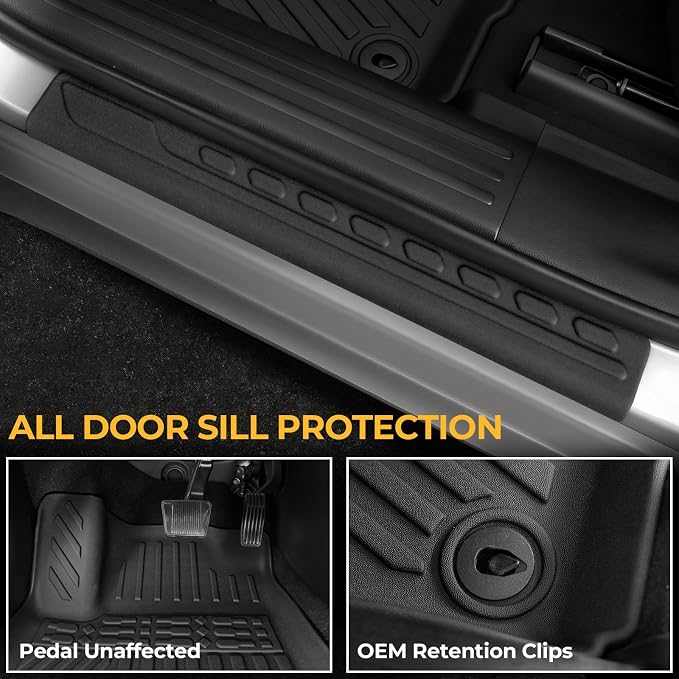Floor Mats for Jeep Cherokee 2019-2023, All Weather Floor Mats Trunk Cargo Liner with Backrest Protectors and Door Sill Guards Accessories, Full Coverage Set