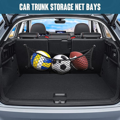 TOBWOLF 2PCS 25x75cm/9.8x29.5in Cargo Storage Net, Universal Elastic Stretchable Pocket Storage Mesh Net, Organizer RV Netting Storage Pouch with 8PCS Screws & 8PCS Buttonholes for Car Truck SUV Boats