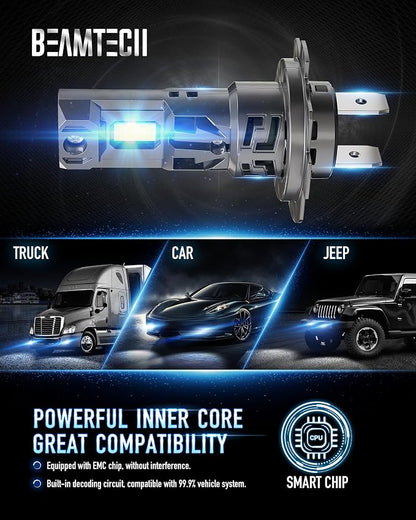 BEAMTECH H7 Light Bulbs, No Adapter Needed, 500% Brightness 6500K White, Off-Road Used Fog Light, Pack of 2