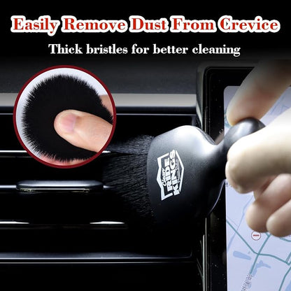 Car Cleaning Brush,Dust Brush Clean Tool with Cover,Interior Car Dashboard Cleaner Soft Bristles for Leather,Engine Compartment,Air Conditioner,Vents,Panels & Computer (Black)|2packs