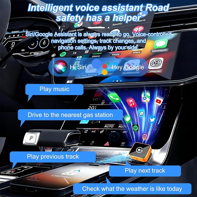 Wireless CarPlay Adapter, 2026 Upgraded Wired to Wireless for Apple CarPlay & Android Auto, USB-C/Type-C, Car Play Adapter, Plug and Play, Stable Connection & No Latency (Orange)