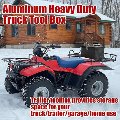 16 Inch Aluminum Truck Tool Box Heavy Duty Pickup Small Truck Bed Toolbox Trailer tongue Boxes Storage Tool Organizer with Top Handle Lock and Keys Suitable for Truck Trailer Pickup RV