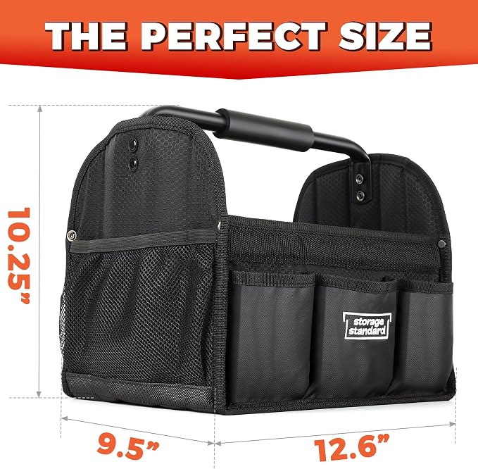 Detailing Caddy Organizer with Handle - Storage, Cars, & Cleaning Caddy for Supplies, Tools, & Home Improvement - Heavy Duty Car Detailing Supplies With Multi-Pockets & Collapsible Tote Design