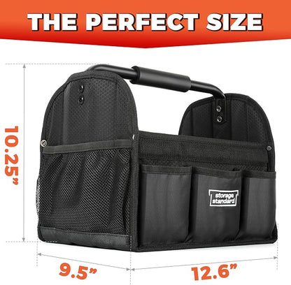 Detailing Caddy Organizer with Handle - Storage, Cars, & Cleaning Caddy for Supplies, Tools, & Home Improvement - Heavy Duty Car Detailing Supplies With Multi-Pockets & Collapsible Tote Design