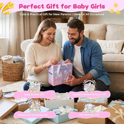 Car Seat Toys for Babies 0-6 Months, Unicorn Carseat Toys Hanging Baby Car Seat Toys, Stroller Toys with Music Rattle, Sensory Hanging Toys for Newborn Infant Crib