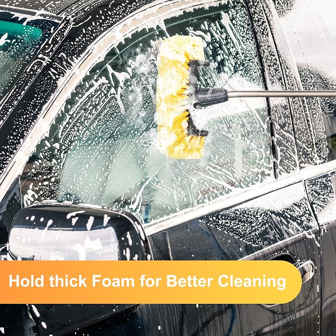 Vesici Car Wash Brush Head with Soft Detailing Bristle Flow Thru Car Cleaning Brush Exterior Car Wash Equipment for Auto Truck RV Boat Camper Washing, 10 Inch(Yellow,4 Pcs)