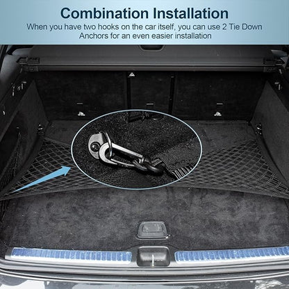 Cargo Net for SUV Trunk Net Organizer 35.4 x 11.8 inches, Elastic Heavy Duty Storage Mesh Net with Hooks Double-Layer Car Rear Cargo Net for Sedan, Vehicle