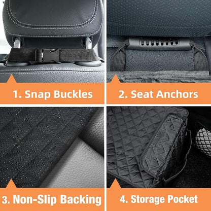 PETICON Waterproof Front Seat Car Cover, Full Protection Dog Car Seat Cover with Side Flaps, Nonslip Scratchproof Front Seat Cover Fits for Cars, Trucks, SUVs, Jeep