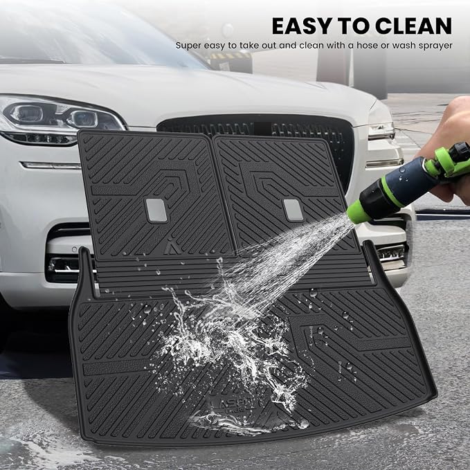 LASFIT Cargo Mat & Backrest Mats for Lincoln Aviator 2026 2025 2024 2023 2022 2021 2020, All Weather TPE Custom Fit Cargo Liner for Aviator Trunk Mat 2020-2026, Black, Easy to Clean