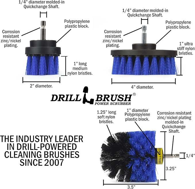 Medium Stiffness Durable Blue Nylon Bristle Brush Set for Pool, Aquarium, Boat Deck & Fish Tank Cleaning - Ideal for Marine Vehicles, Yacht, Hydroplane, Windsurfing, Raft, Canoe, Kayak, Paddleboarding