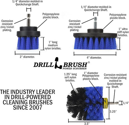 Medium Stiffness Durable Blue Nylon Bristle Brush Set for Pool, Aquarium, Boat Deck & Fish Tank Cleaning - Ideal for Marine Vehicles, Yacht, Hydroplane, Windsurfing, Raft, Canoe, Kayak, Paddleboarding