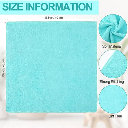 Nuenen Cleaning Cloths for Cars 16 x 16 Inch Ultra Absorbent Towels Drying Microfiber Reusable Cleaning Supplies House Kitchen Window Microfiber Towel(Teal Blue,60 Pcs)