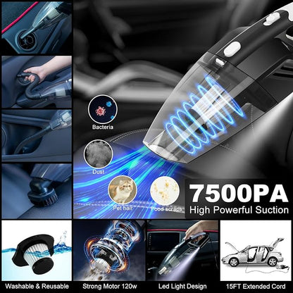 41Pcs Car Cleaning Wash Kit Interior Detailing Cleaner Kit with High Power Handheld Vacuum, Collapsible Bucket, Windshield Tool, Snow Shovel, Tire Brush, Complete Car Care Tools, Black