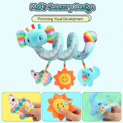 Spiral Car Seat Toys for Babies, 0-6 Months Infant Carseat Sensory Toys Hanging Stroller Accessories Newborn for Baby Boys Girls Essentials Stuff