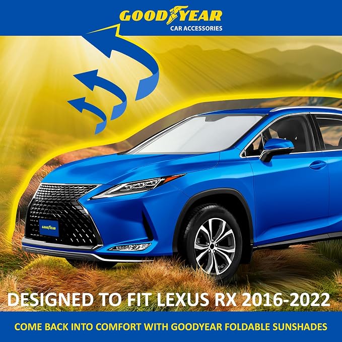 Goodyear Foldable Windshield Sunshade for Lexus RX 2016-2022, SUV car Accessories, Sunshade Cover, Sun Shade Car Windshield, Window Sun Blocker - GY008347
