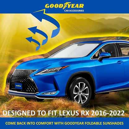 Goodyear Foldable Windshield Sunshade for Lexus RX 2016-2022, SUV car Accessories, Sunshade Cover, Sun Shade Car Windshield, Window Sun Blocker - GY008347