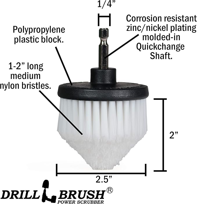 Drillbrush Multipurpose Cleaning Brush Set - Drill Brush Attachments for Cleaning Grout, Tile, Shower, Car Seats, Brick, Stone, Fiberglass, Griddles, and More - Truck/Car Detailing Drill Attachment