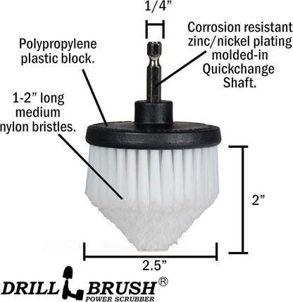 Drillbrush Multipurpose Cleaning Brush Set - Drill Brush Attachments for Cleaning Grout, Tile, Shower, Car Seats, Brick, Stone, Fiberglass, Griddles, and More - Truck/Car Detailing Drill Attachment
