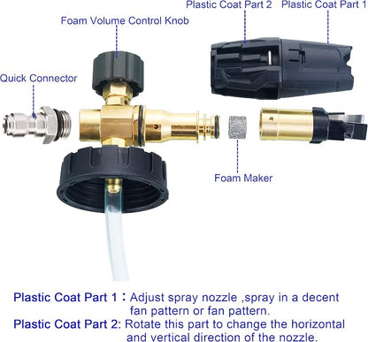 Tool Daily Foam Cannon, 1/4 Inch Quick Connect, Power Washer Foam Cannon with 5 Pressure Washer Nozzles,1 Liter