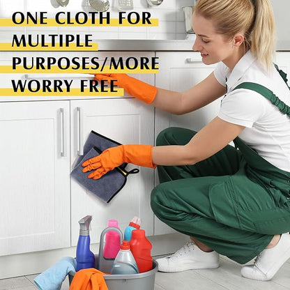 Nuenen 20 Pcs Microfiber Car Drying Towels Microfiber Cleaning Cloth 800 GSM Thick Plush Cleaning Dusting Cloth Auto Detailing Absorbent Towels Rags for Car Household Kitchen Window(Grey and Yellow)
