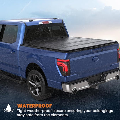 KUIPERAUTO 5.5ft Hard Quad Truck Bed Tonneau Cover Compatible for Ford F150 2009-2014 Styleside (Not for Flareside) Bed 67inch