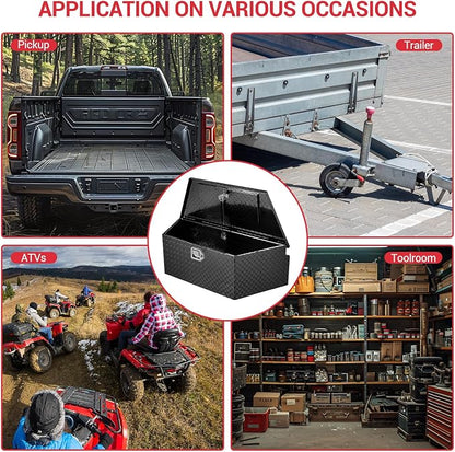 GarveeTech 33 in Trailer Tongue Boxes,Heavy Duty Aluminum Trailer Tool Box With Lock and Keys,Diamond Plate Storage Box,Waterproof Trailer Box for Pick Up Truck Bed,RV Trailer,Black