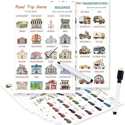 Road Trip Travel Game for Kids and Adults | 10 Double-Sided Cards, 18 Categories, Paper Cards, Educational Travel Entertainment