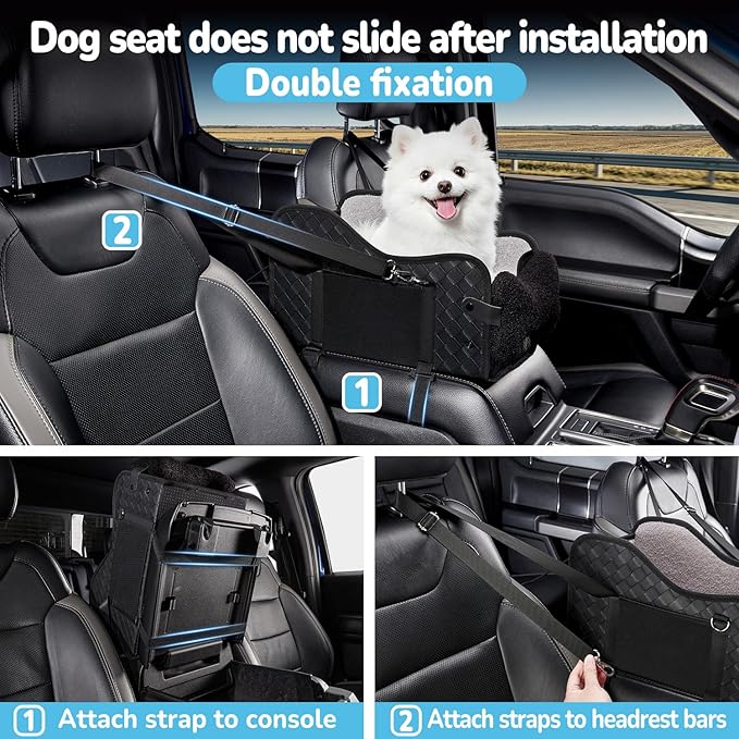 Center Console Dog Car Seat,Pet Puppy Middle Console Dog Car Seat for Small Dogs (Black, Small)