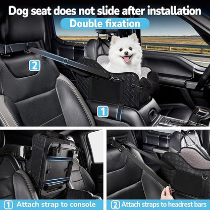 Center Console Dog Car Seat,Pet Puppy Middle Console Dog Car Seat for Small Dogs (Black, Small)
