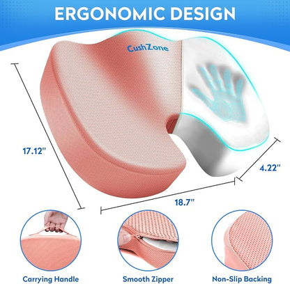 XXL Seat Cushion Office Car Seat Cushion, Memory Foam Cushion for Office Chair, Car Seat, Airplane, Bleacher Non-Slip Chair Pad (Pink