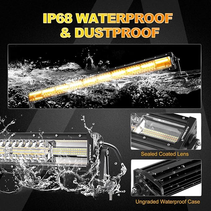Auxbeam 42 Inch LED Light Bar, 240W Curved Amber White Strobe Lights, 6 Modes Spot Flood Combo Beam Fog Driving Light for Car Jeep Off Road SUV UTV with 10FT Wiring Harness
