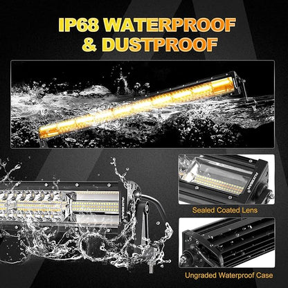 Auxbeam 42 Inch LED Light Bar, 240W Curved Amber White Strobe Lights, 6 Modes Spot Flood Combo Beam Fog Driving Light for Car Jeep Off Road SUV UTV with 10FT Wiring Harness