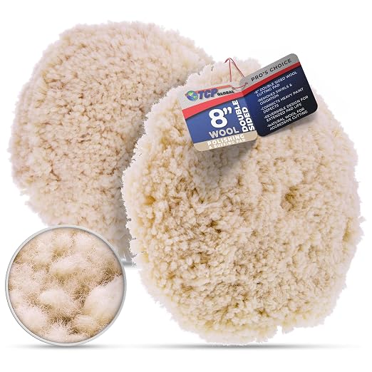 TCP Global 8" 100% Wool Polishing & Buffing Pad Double Sided - Wool Buffing Pad for Automotive, Marine, Truck, RV & Compound Cutting