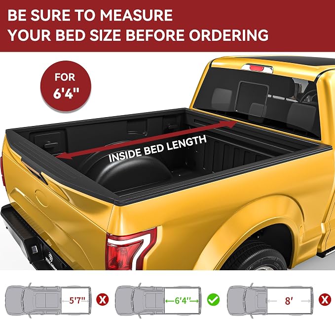 YITAMOTOR Soft Roll Up Truck Bed Tonneau Cover Compatible with 2002-2024 Dodge Ram 1500 (Classic ONLY), Fit for 2003-2026 Dodge Ram 2500 3500, Fleetside 6.4 ft Bed Without RamBox
