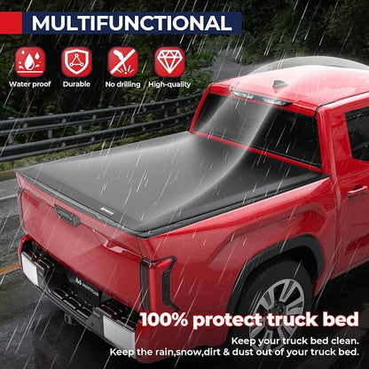 MOSTPLUS Roll-Up Soft Vinyl Truck Bed Tonneau Cover Compatible with 2007-2013 Toyota Tundra Fleetside w/Deckrail System 8 FT 97.6 inch On Top