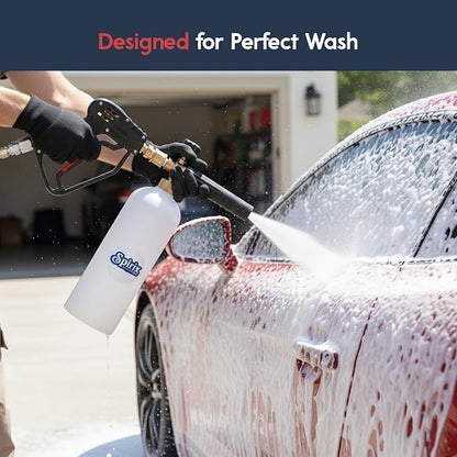 Foam Cannon for Pressure Washer - Adjustable Snow Foam Lance with 1/4" Quick Connector & 5 Spray Nozzle Tips - 1 Liter Car Wash Foam Gun Kit for Detailing Trucks, SUVs (DOES NOT FIT GARDEN HOSE)