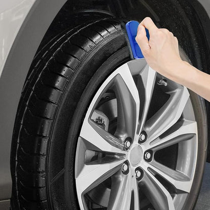 Car Tire Shine Applicator,Vegan Tire Shine Applicator with Curved Brush Head - Large Automotive Tire Dressing Applicator Brush with Storage Stand for Tire Detailing, 3.6 Inch -2pcs (Black&Blue)