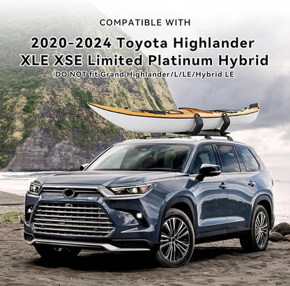 260lbs Lockable Roof Rack Cross Bars for Toyota Highlander 2020 2021 2022 2023 2024 2025 XLE Limited Platinum Hybrid, Heavy Duty Aluminum Crossbars Rooftop Luggage (Not for Grand Highlander)